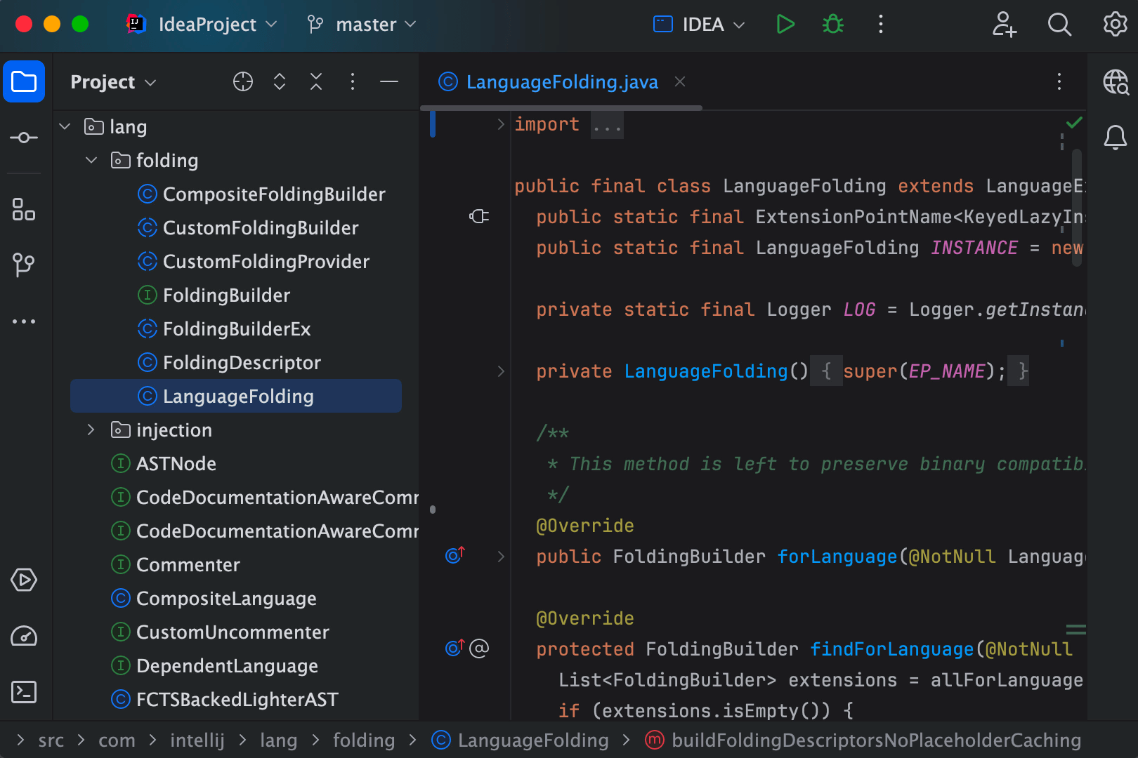 screenshot of IntelliJ IDEA